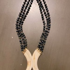 Ronjon Designs Tiger’s Eye, Boar’s Tusk and 14kt Gold accents necklace.